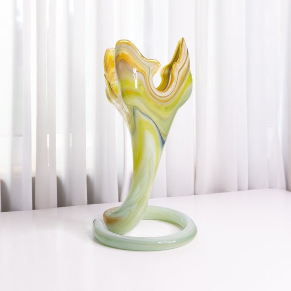 [ SOLD ] Vintage Sooner Glass Trumpet Vase Handblown - Picture 1 of 14